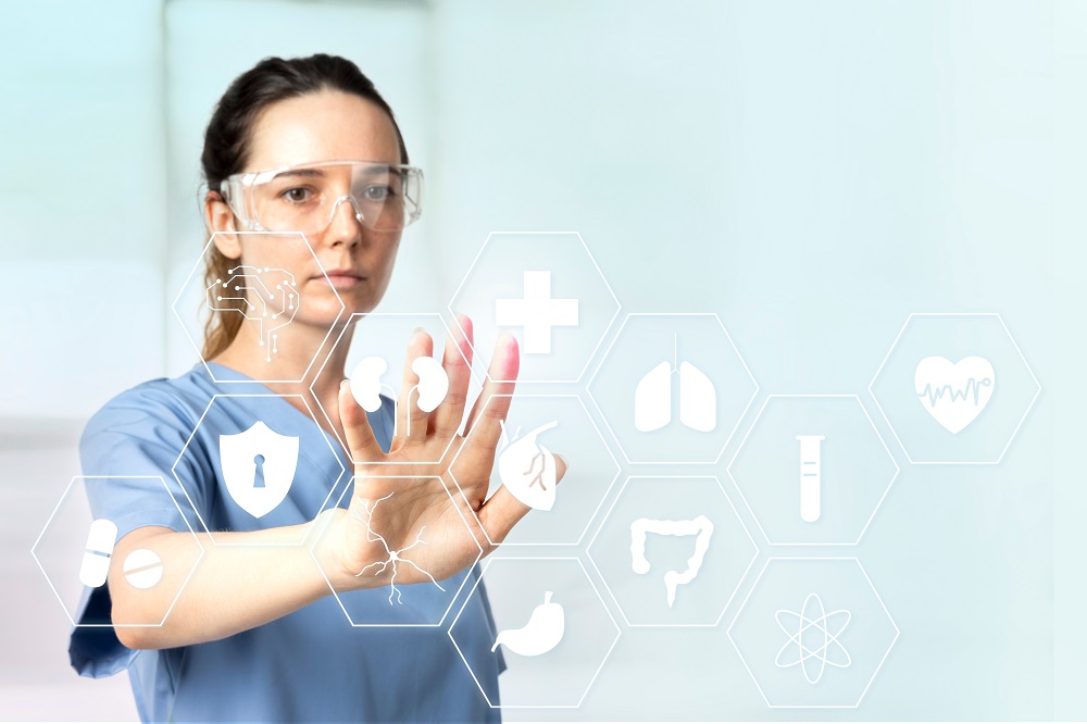 Female doctor with transparent glasses